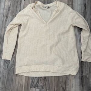 LOFT Women's V-Neck Cream Sweater